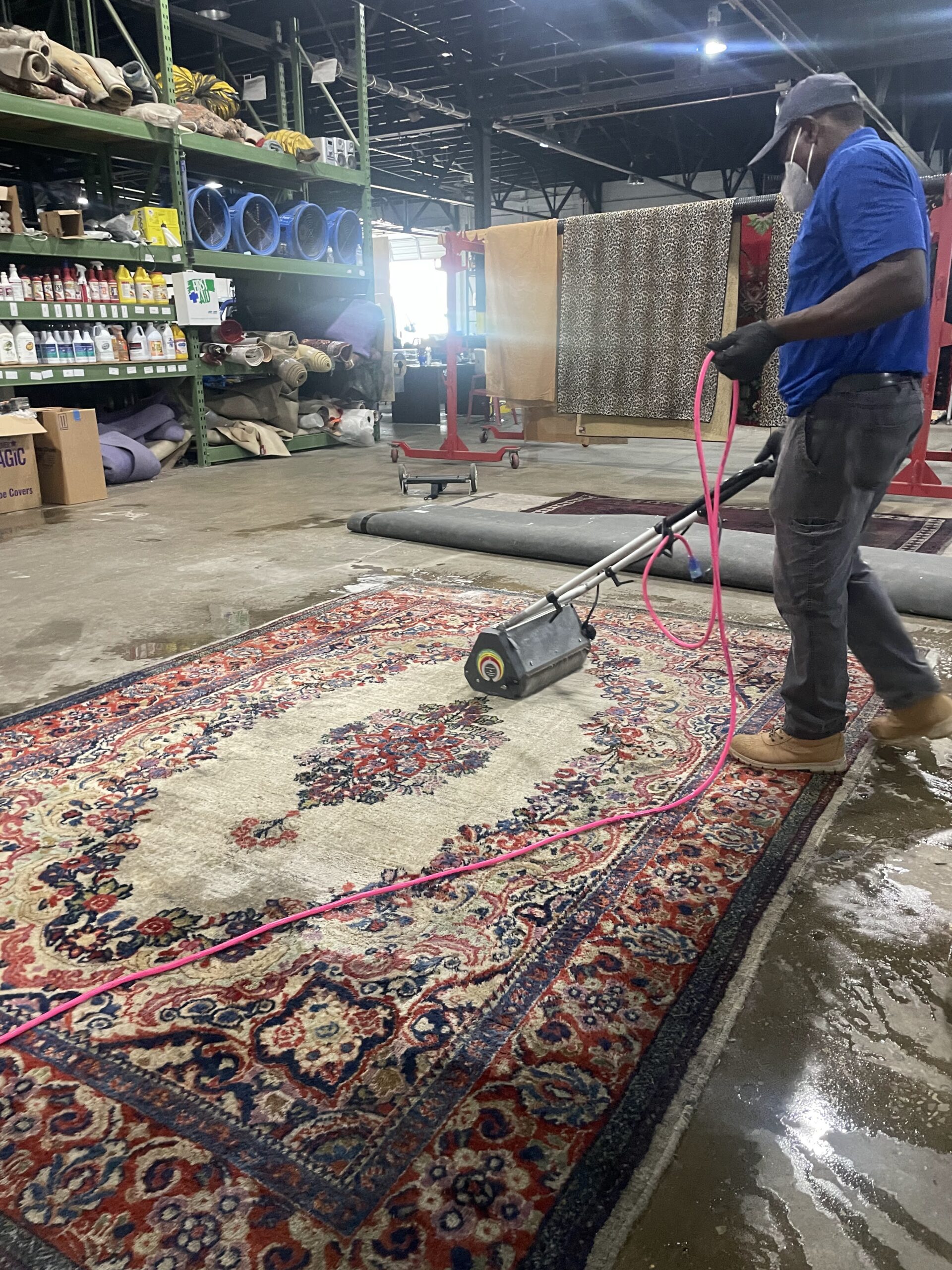 this is lorrin using a crb to work the cleaning agents into the fibers